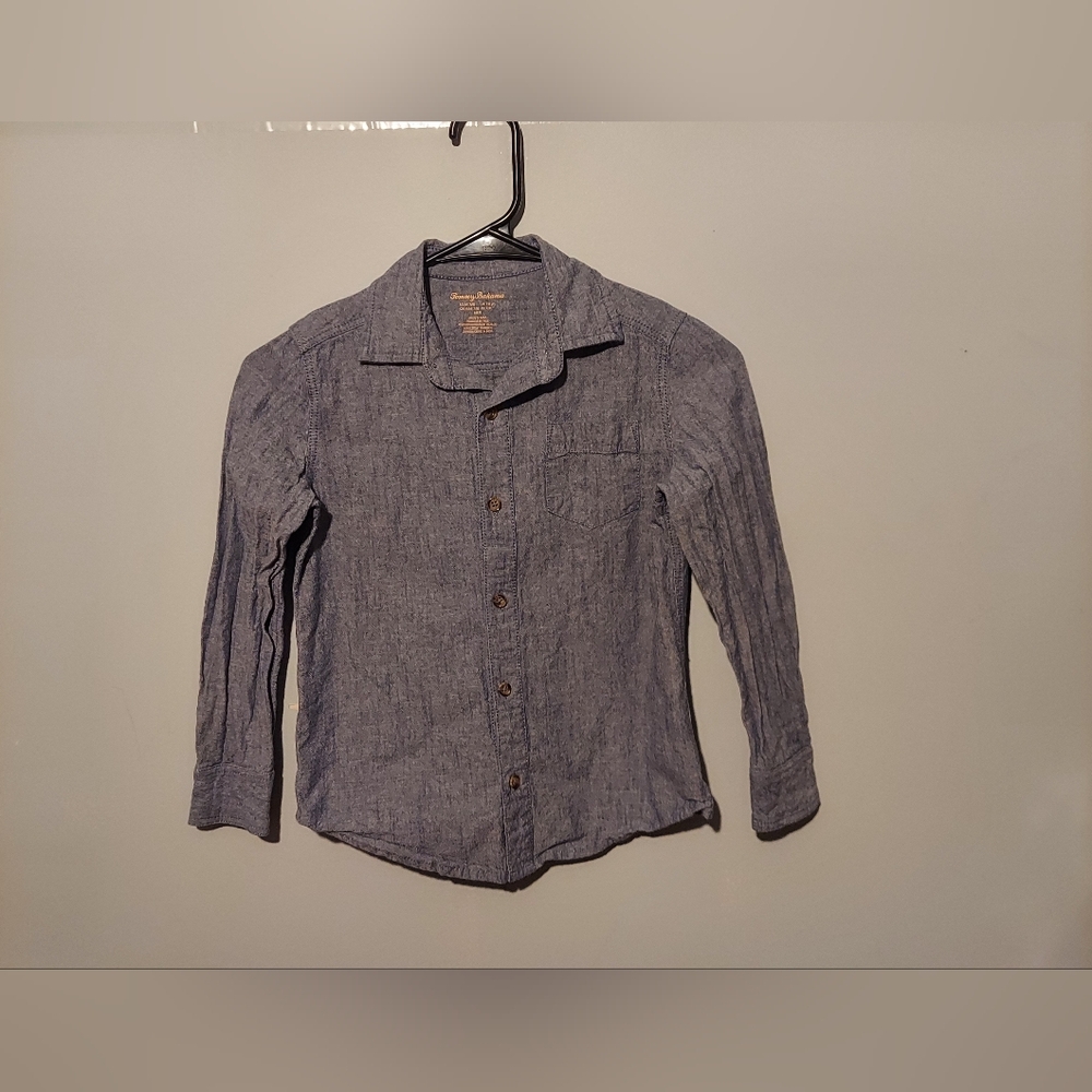 Tommy Bahama Denim Chambray Long Sleeve Button Up Shirt Boys M 7/8 Cotton